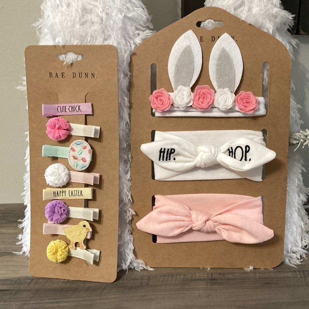 Rae Dunn EASTER BUNNY, CHICK AND EASTER EGG CLIPS AND HEADBANDS